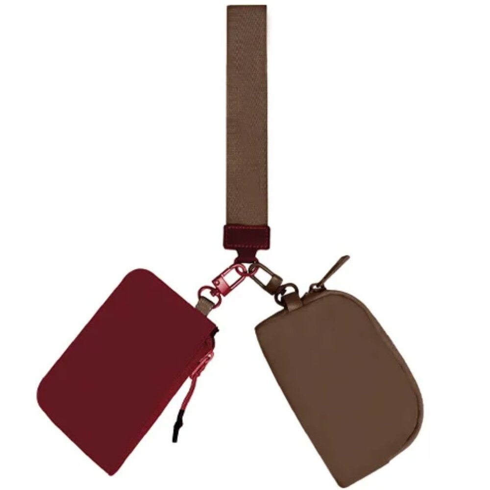 Elegant Women's Dual Pouch- Burgundy and Tan